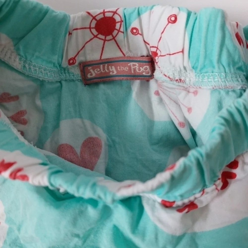 Love Theme Jelly The Pug 3 Tier Circle Skirt Aqua & Red Design Snowflake Size 6X